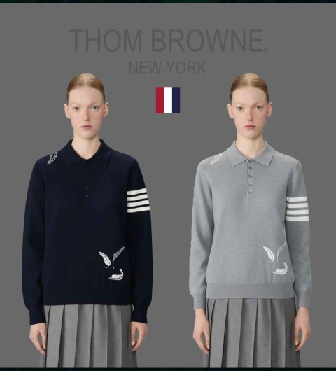 톰브라운 여성 페더 인타르시아 4바 카라 니트 - 2 Color