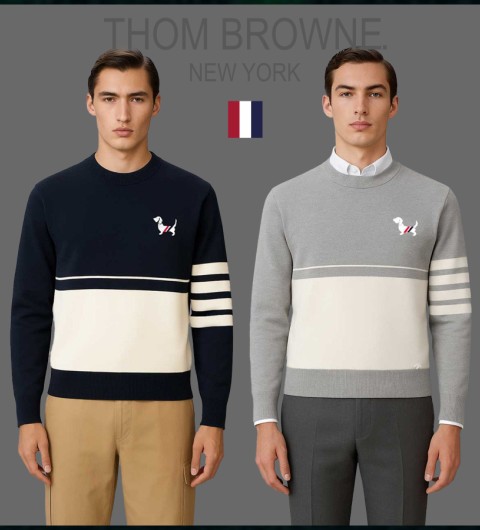 톰브라운 홀리데이 자카드 배색 울 블렌드 니트 풀오버 - 2 Color