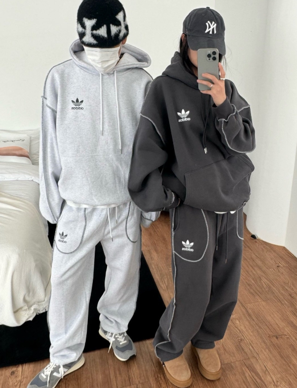 아디다스 레이어드 기모 세트 (2color)