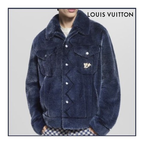 루이비통 밍크 데님 트러커 퍼 자켓