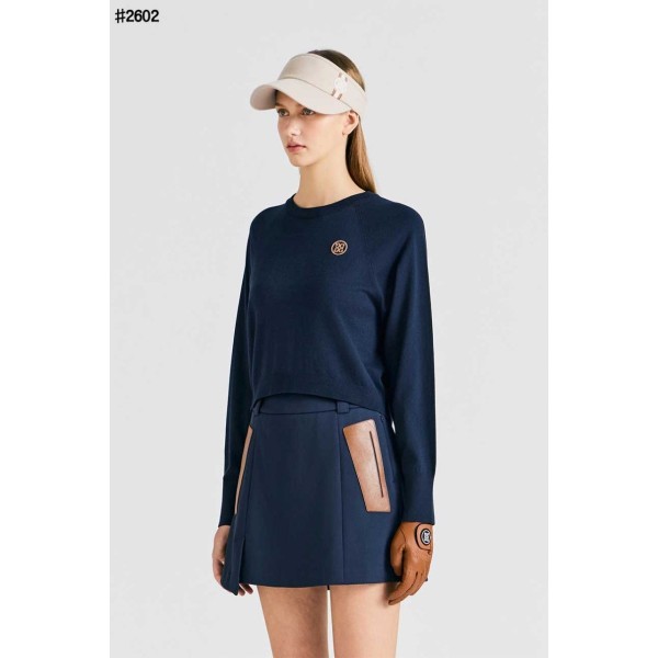 지포어 여성 크롭 롱 슬리브 크루넥 스웨터 - 2 Color-레플리카 사이트 쇼핑몰