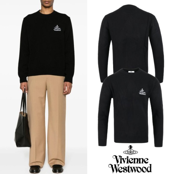 비비안웨스트우드 레터링 크라운 자수 울 니트-레플리카 사이트 쇼핑몰