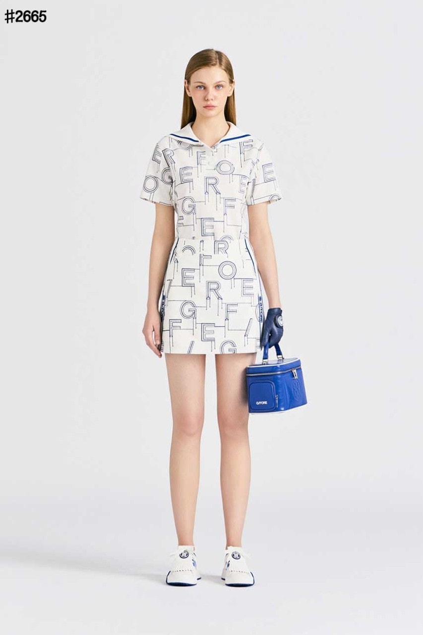 지포어 여성 로고 플레이 시어서커 A 라인 스커트 - 2 Color