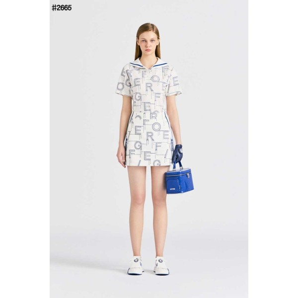 지포어 여성 로고 플레이 시어서커 A 라인 스커트 - 2 Color-레플리카 사이트 쇼핑몰