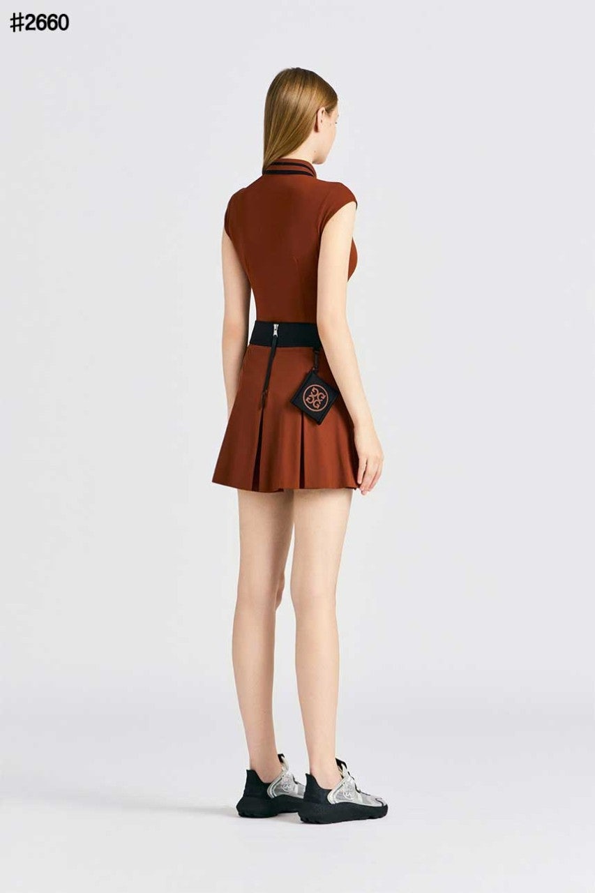 지포어 여성 릴타올 밴드 플리츠 스커트 - 2 Color