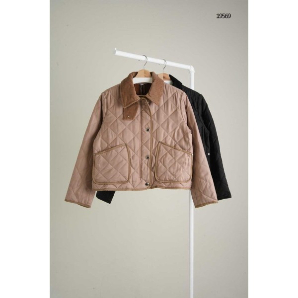 버버리 여성 코듀로이 카라 크롭 퀼팅 자켓 - 2 Color-레플리카 사이트 쇼핑몰