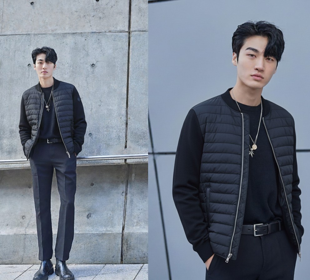 몽클레어 블랙패치 니트 패딩 자켓