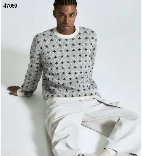 크롬하츠 세메테리 자카드 패턴 울 니트 풀오버