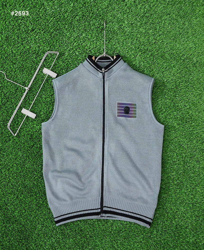 어메이징크리 빅 스컬 니트 집업 베스트 - 2 Color