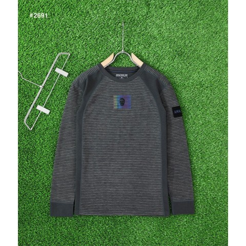 어메이징크리 아코디오 스트라이프 플리스 라운드 티셔츠 - 2 Color