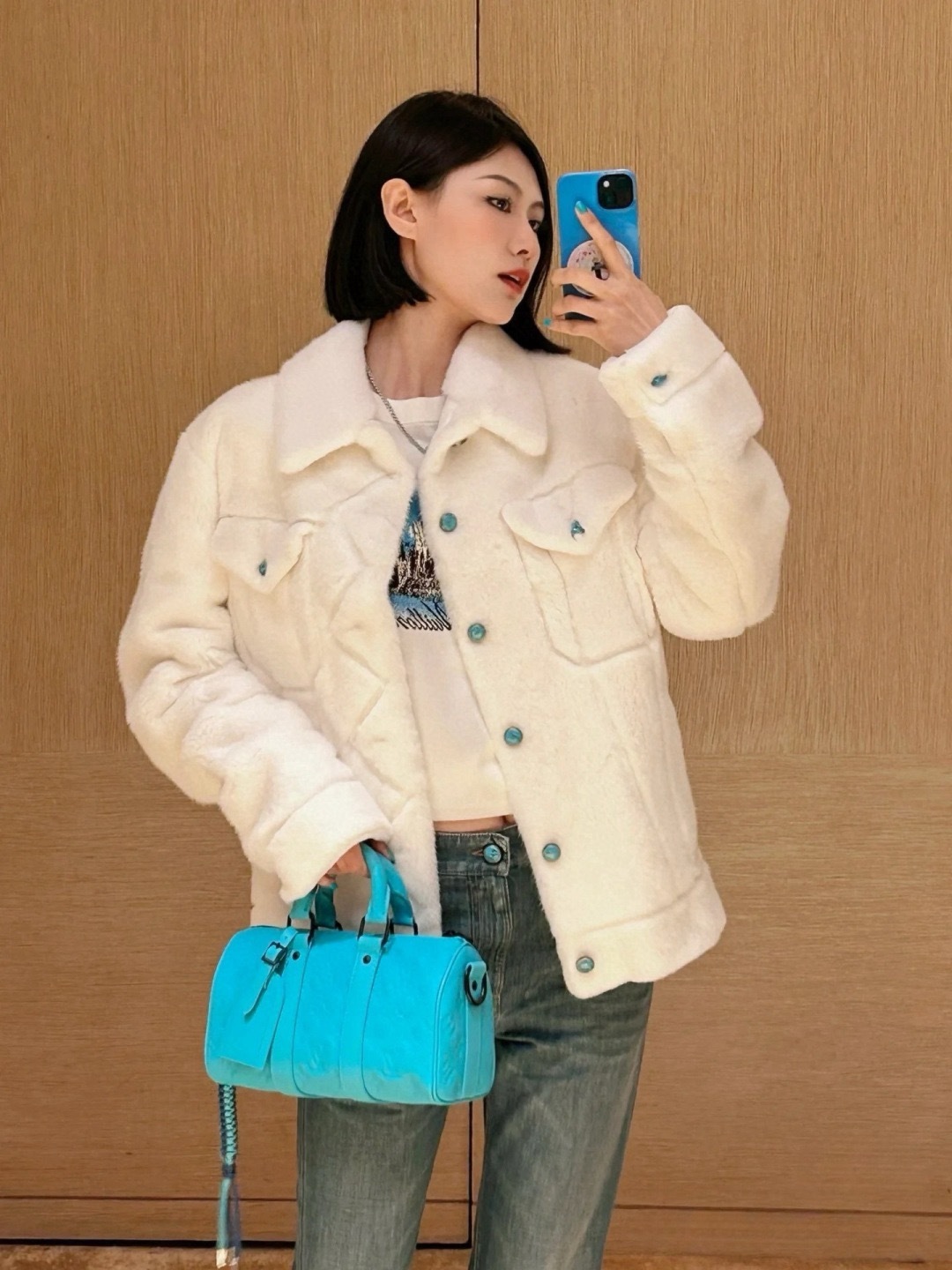 루이비통 밍크 트러커 자켓