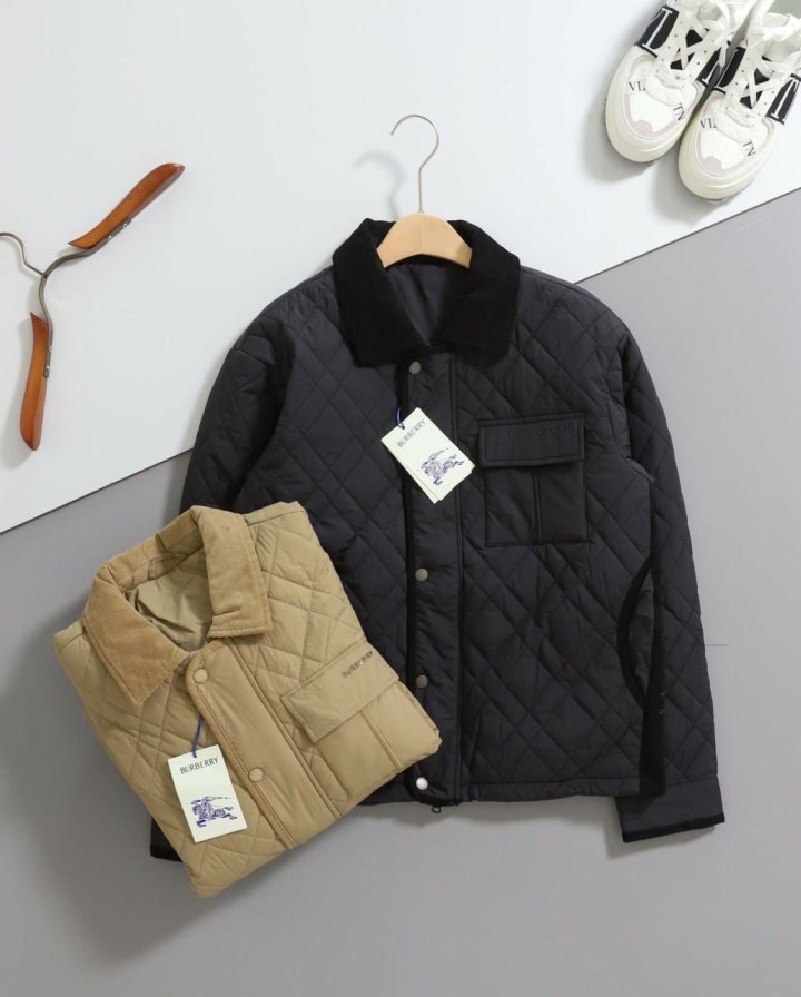 버버리 코듀로이 카라 경량 퀼팅 재킷 - 2 Color