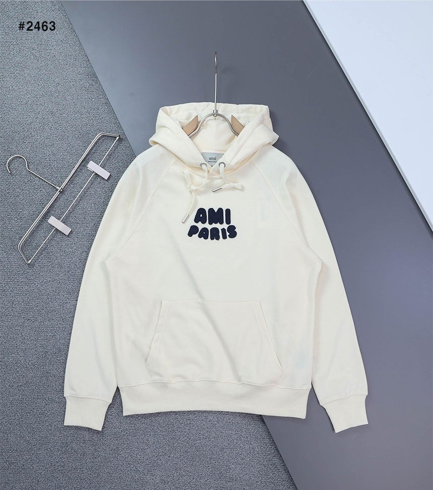 아미 로고 패치 오버핏 후드 맨투맨 - 2 Color