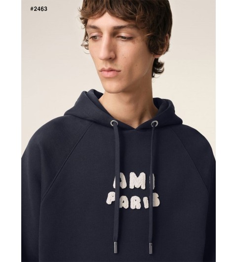 아미 로고 패치 오버핏 후드 맨투맨 - 2 Color