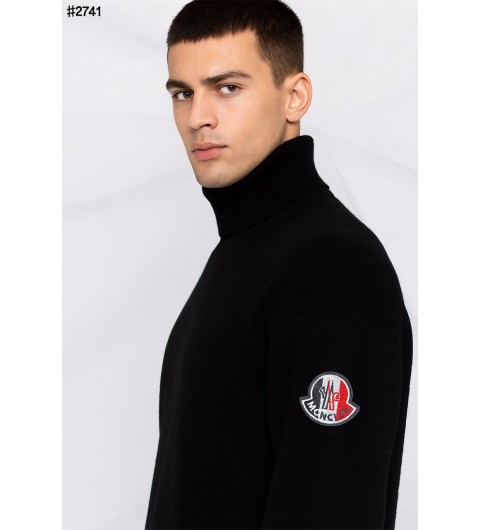 몽클레어 모티프 빅 암로고 패치 베이직 터틀넥 니트 풀오버