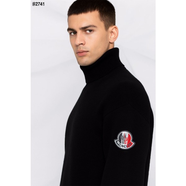 몽클레어 모티프 빅 암로고 패치 베이직 터틀넥 니트 풀오버-레플리카 사이트 쇼핑몰