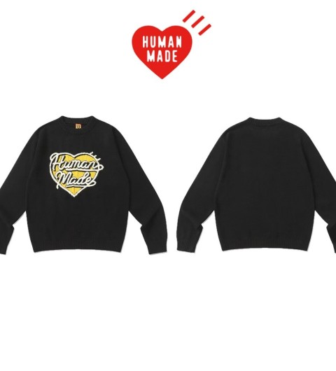 휴먼 메이드 하트 니트 스웨터 - 블랙