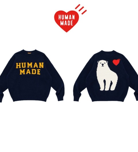 휴먼메이드 로우 게이지 니트 스웨터 - 네이비