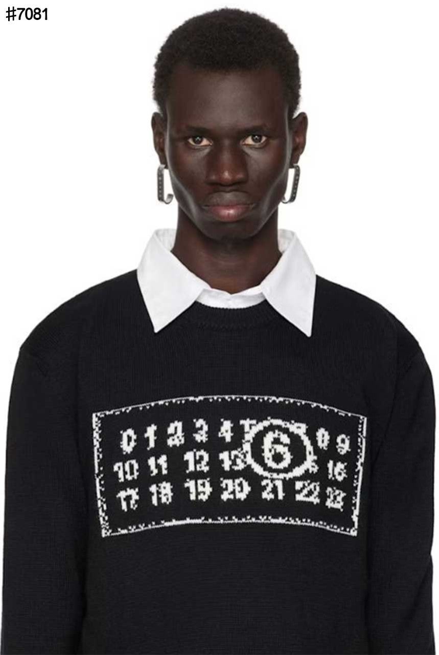 메종 마르지엘라 MM6 넘버링 자카드 울 니트 풀오버