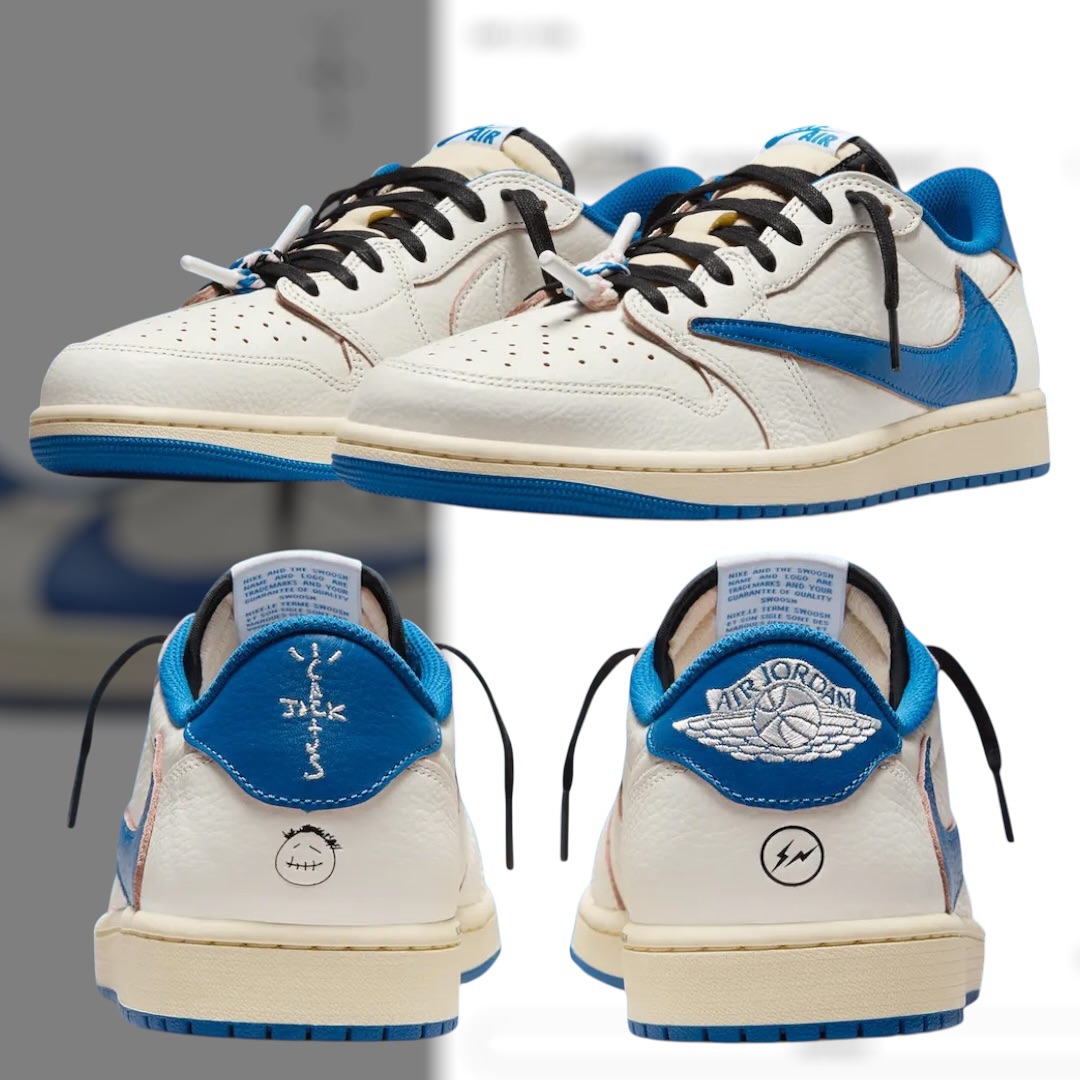 조던 1 x 트래비스 스캇 x 프라그먼트 레트로 로우 OG SP 세일 밀리터리 블루 [정품급]
