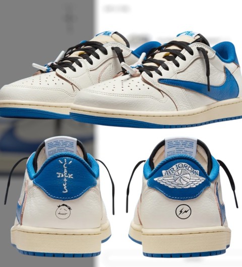 조던 1 x 트래비스 스캇 x 프라그먼트 레트로 로우 OG SP 세일 밀리터리 블루 [정품급]