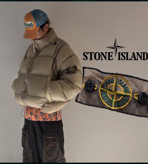스톤아일랜드 마이크로랩스 구스다운 패딩 - 망사와펜
