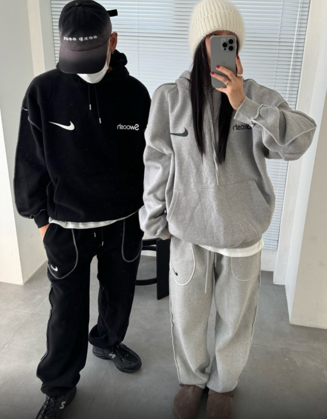 나이키 레이어드 기모세트 (2color)