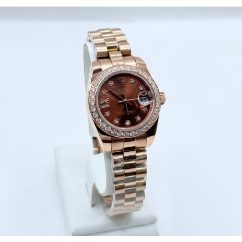 롤렉스 오이스터, 28mm, 에버로즈 골드 다이아몬드 -여성용- (국내공장 AS가능)