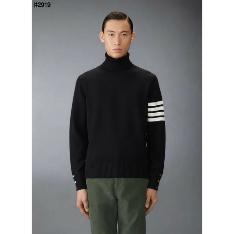 톰브라운 코튼 4바 터틀넥 울 스웨터 - 블랙