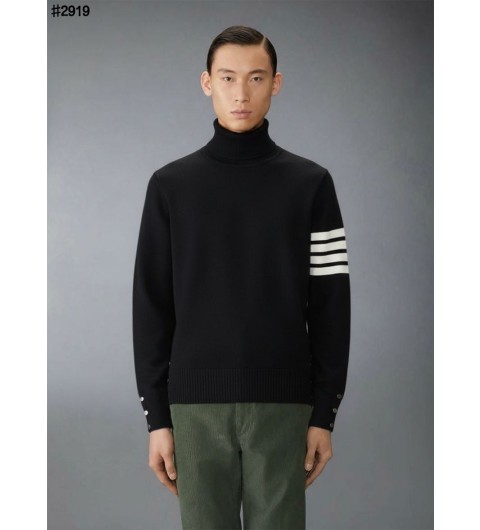 톰브라운 코튼 4바 터틀넥 울 스웨터 - 블랙