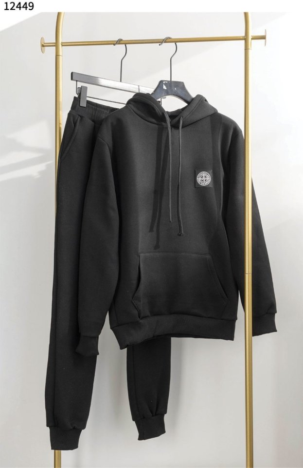 스톤아일랜드 라인 기모 후드티 조거팬츠 트레이닝 세트 - 2 Color