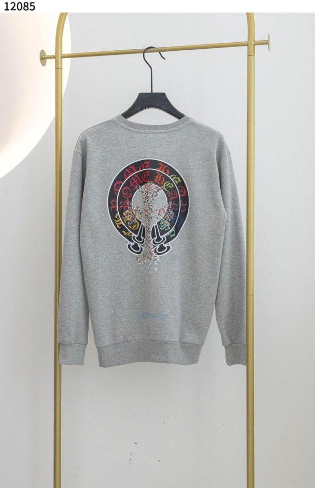 크롬하츠 컬러 로고 라운드 맨투맨 팬츠 기모 트레이닝 세트 - 2 Color