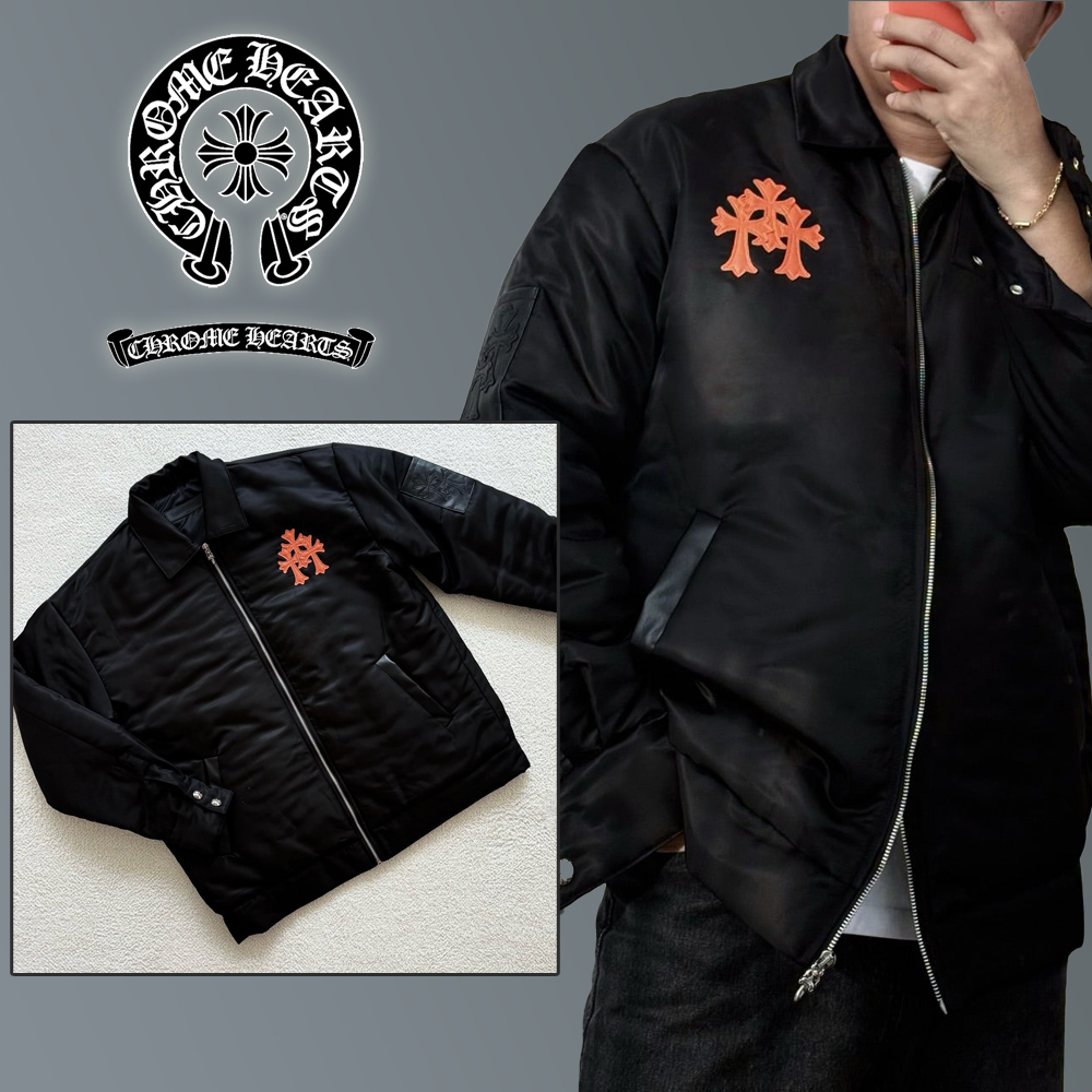 크롬하츠 트리플 로고 나일론 푸퍼 패딩