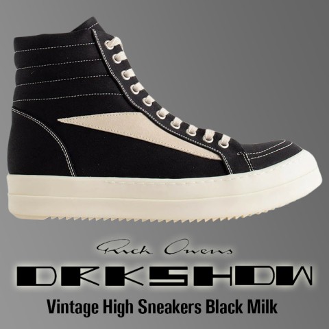 릭오웬스 리도 다크 쉐도우 빈티지 하이 스니커즈 블랙 밀크 -정품급-