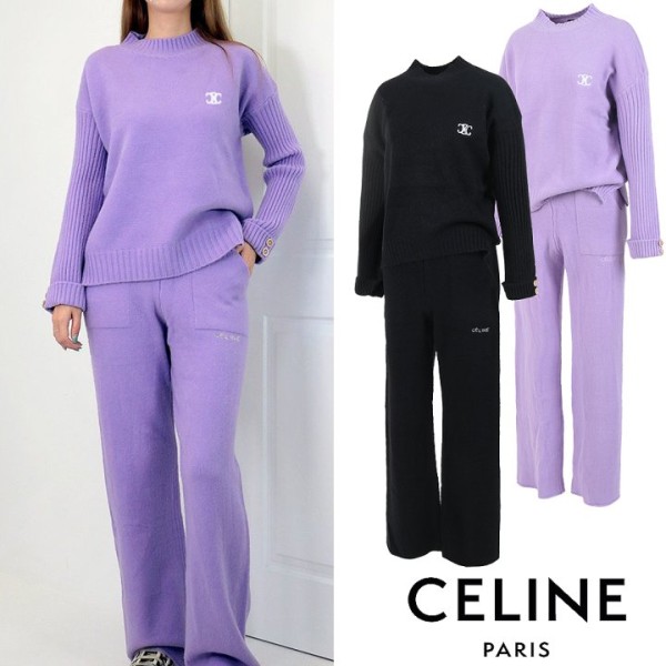 셀린느 트리오페 자수 니트 셋업 (2color)-레플리카 사이트 쇼핑몰