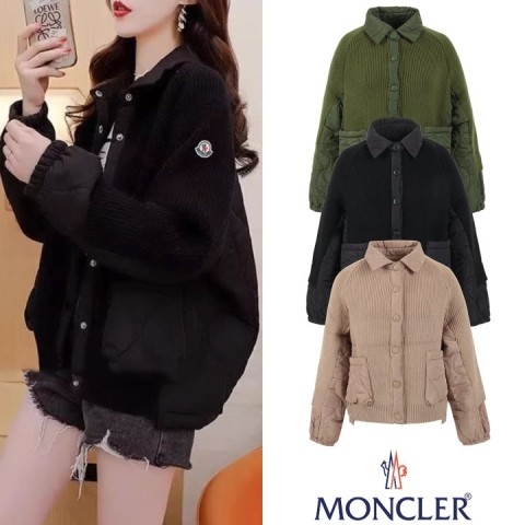 몽클레어 로고 레이어드 포켓 니트 자켓 (3color)