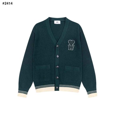 아미 W 하트 로고 가디건 - 그린