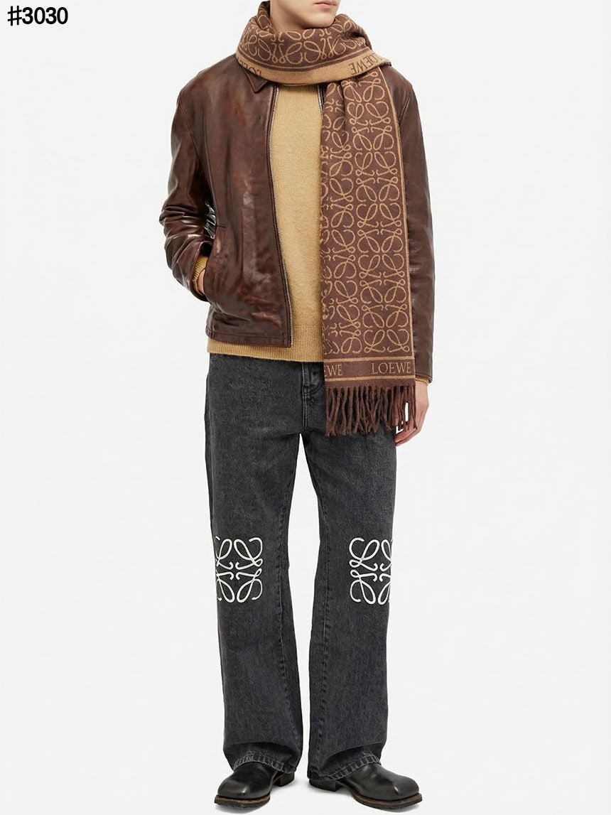 로에베 아나그램 울 자카드 태슬 숄 머플러 - 3 Color