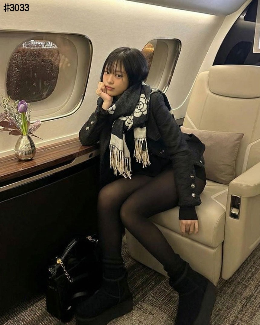 샤넬 넘버 5 까멜리아 아트워크 울 자카드 태슬 숄 머플러