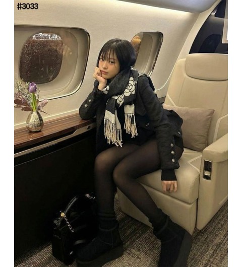 샤넬 넘버 5 까멜리아 아트워크 울 자카드 태슬 숄 머플러