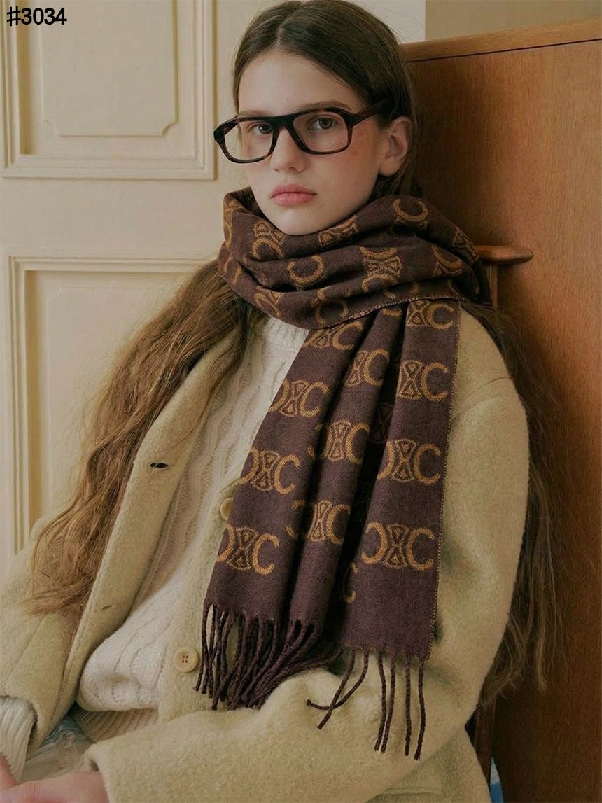 셀린느 트리옹프 울 자카드 태슬 숄 머플러 - 3 Color