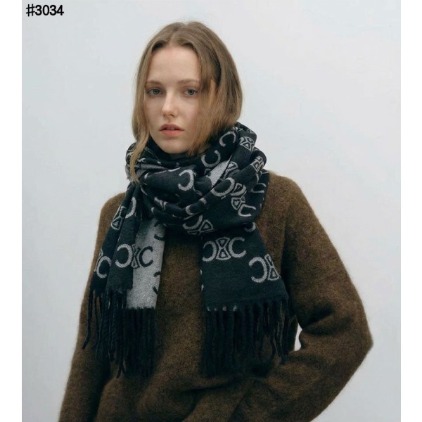 셀린느 트리옹프 울 자카드 태슬 숄 머플러 - 3 Color-레플리카 사이트 쇼핑몰