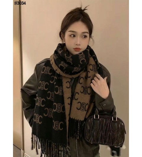 셀린느 트리옹프 울 자카드 태슬 숄 머플러 - 3 Color