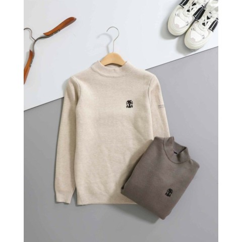 브루넬로 쿠치넬리 3D 엠보 로고 밍크 안감 니트 스웨터 - 2 Color