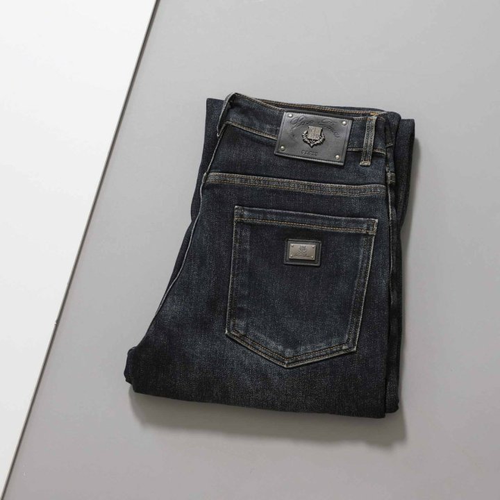 로로피아나 로고 레터링 기모 스판 데님 팬츠