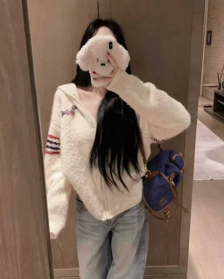 톰브라운 여성 모던 클래식 도그 후드 셰르파 자켓 - 2 Color