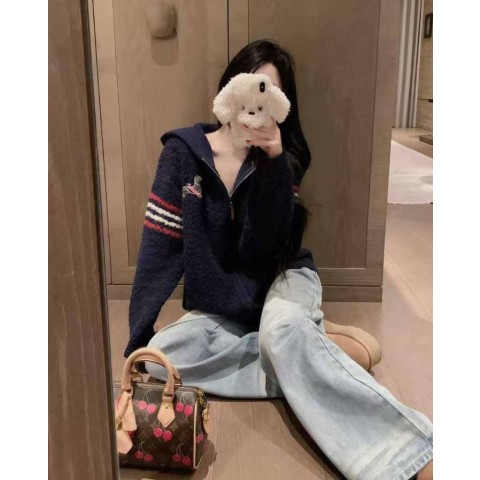 톰브라운 여성 모던 클래식 도그 후드 셰르파 자켓 - 2 Color