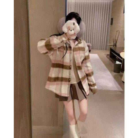 크롬하츠 여성 체크 모헤어 울 오버사이즈 퀼팅 셔츠 자켓 - 2 Color