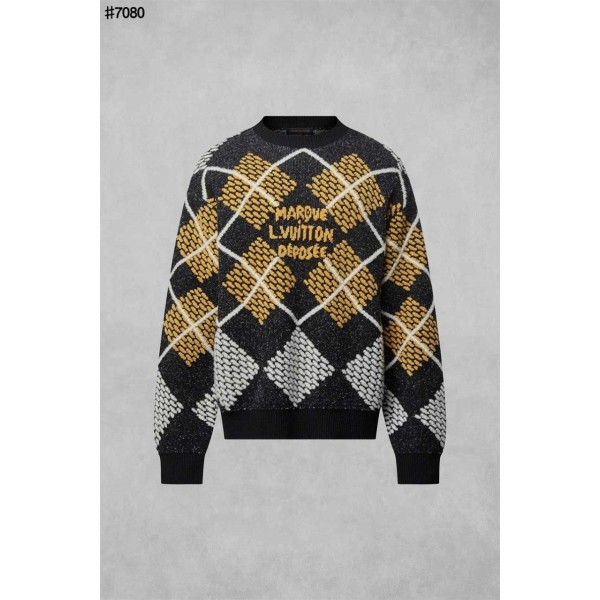 루이비통 다미에 아가일 자카드 울 블렌드 니트 풀오버-레플리카 사이트 쇼핑몰