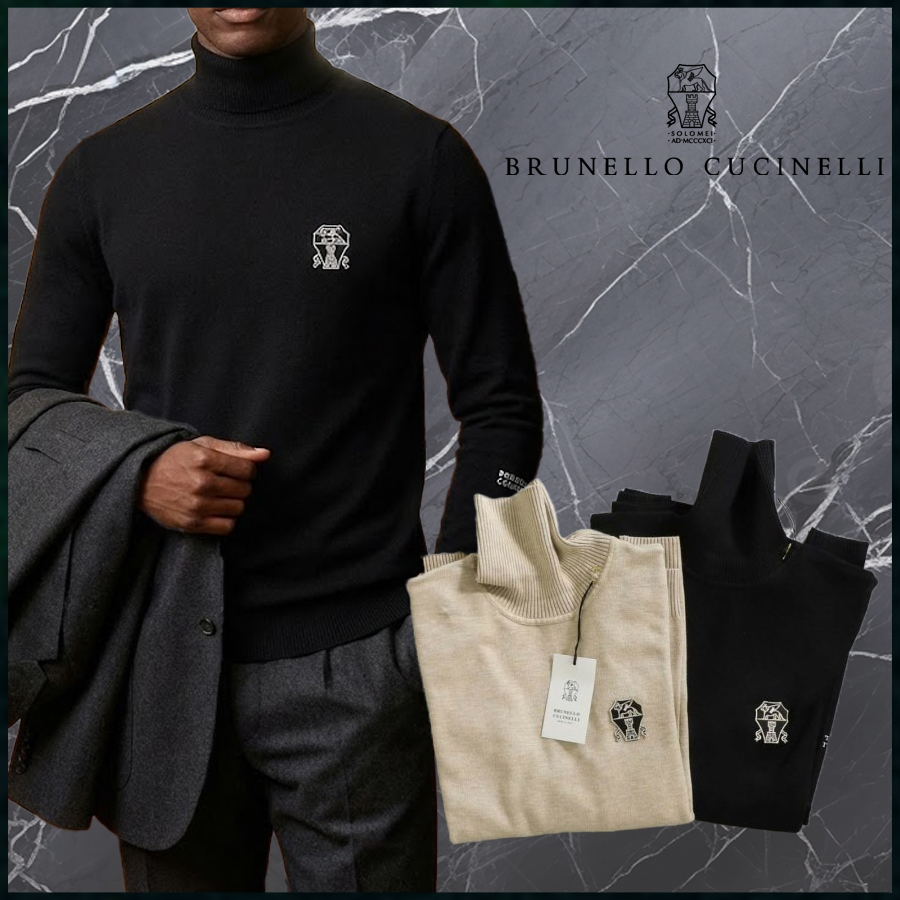 브루넬로 쿠치넬리 클래식 로고 터틀넥 스웨터 - 2 Color